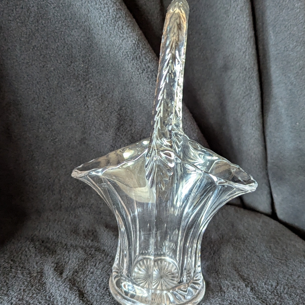 Elegant Antique Crystal Glass Basket